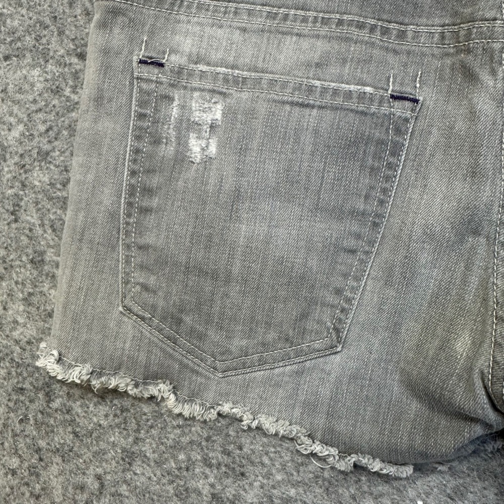 Rich & Skinny Denim Shorts Womens 34 Grey Good Distressed Button Fly Raw Hem - Picture 8 of 16